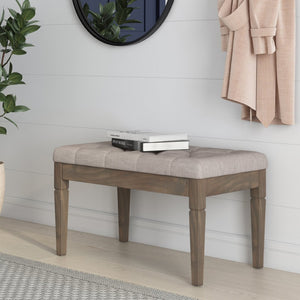 English Elm Waverly Small Tufted Ottoman Bench - Natural Linen Accent For Elegant Footstool & Extra Seating B136P159941-GIGA