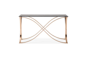Vig Furniture Modrest Reklaw Stunning Smoked Glass Console Table With Elegant Rose Gold Geometric Base Design Other  Vgvck836