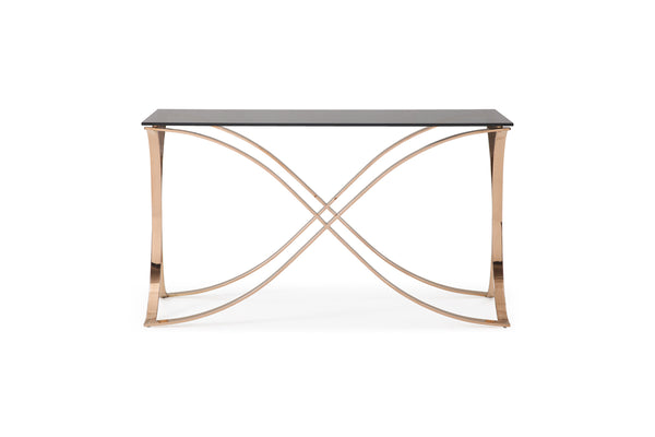 Vig Furniture Modrest Reklaw Stunning Smoked Glass Console Table With Elegant Rose Gold Geometric Base Design Other  Vgvck836