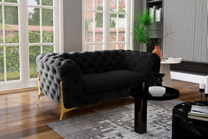 VIG Furniture Divani Casa Quincey - Transitional Black Velvet Loveseat VGKNK8520-LV-BLK