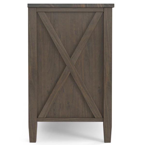 English Elm Ela Smoky Brown Bedside Table – Handcrafted Solid Wood, Shaker Drawer, X-Side Detail, Versatile End Table B136P158609