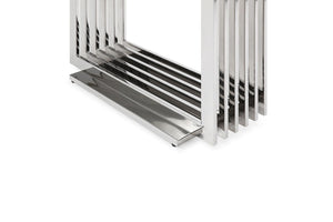 VIG Furniture Kingsley Marble & Stainless-Steel Console Table With 2" Thick White Marble Top, Mirror-Polished Base (59"W) VGVCK8933-STL