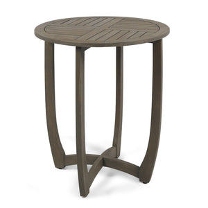 English Elm Hermosa Outdoor Round Acacia Wood Bistro Table Slatted Hardwood Patio Accent 57522.00GRY