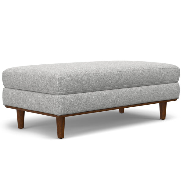 English Elm Morrison Large Rectangular Ottoman In Mist Grey Fabric - Versatile Mid-Century Modern Design & Comfort B136P159950