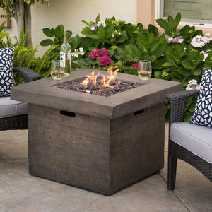 Christopher Knight Home® Noble House Anchorage 32'' Wood Square Mgo Fire Pit Brown - 40,000 Btu