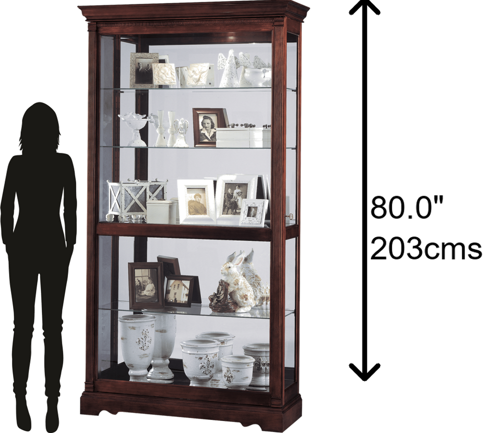 Hekman Furniture 680337 Dublin Curio Cabinet - Elegant Lighted Display With Adjustable Shelves & Windsor Cherry Finish Windsor Cherry Dublin Curio Cabinet 680337