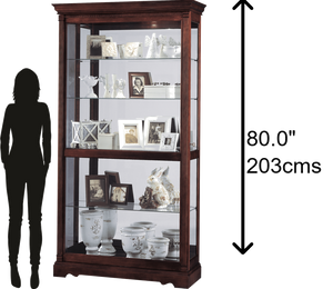 Hekman Furniture 680337 Dublin Curio Cabinet - Elegant Lighted Display With Adjustable Shelves & Windsor Cherry Finish Windsor Cherry Dublin Curio Cabinet 680337