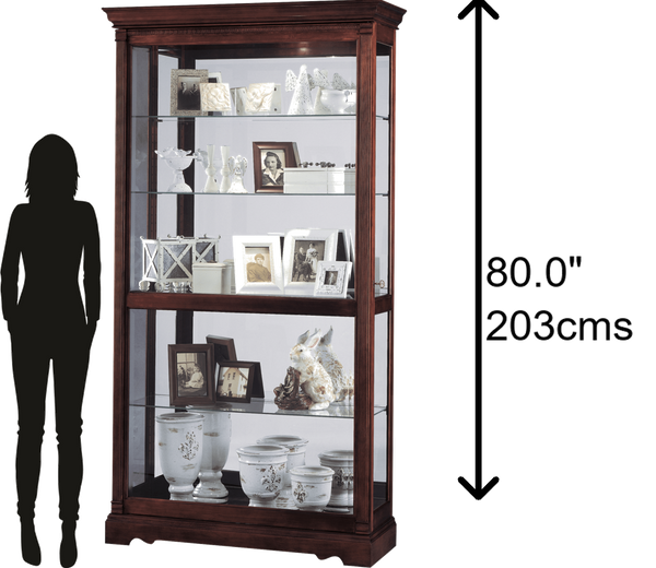 Hekman Furniture 680337 Dublin Curio Cabinet - Elegant Lighted Display With Adjustable Shelves & Windsor Cherry Finish Windsor Cherry Dublin Curio Cabinet 680337