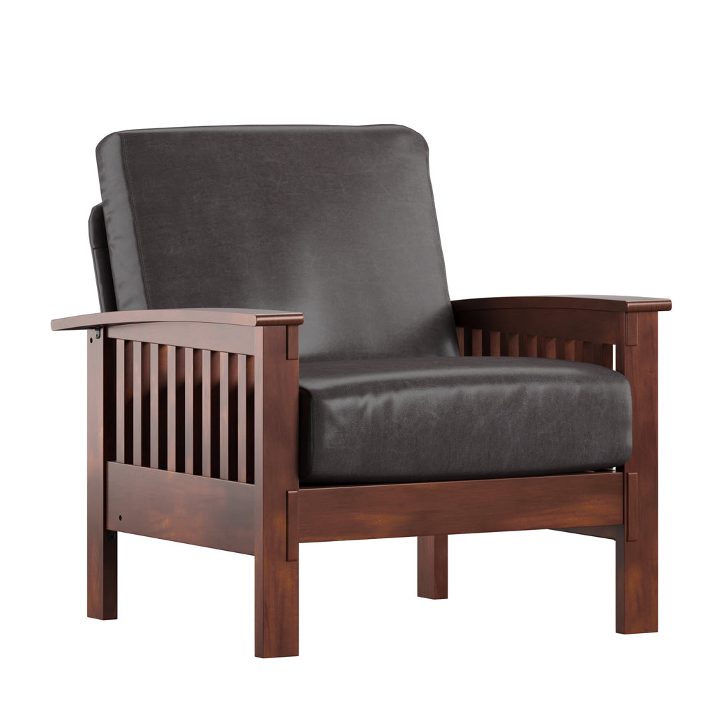 Parcell Mission Style Oak Finish Wood Accent Chair English Elm