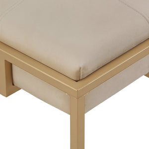 Homelegance By Top-Line Piper Gold Finish Velvet Button Tufted Rectangular Ottoman Beige Velvet