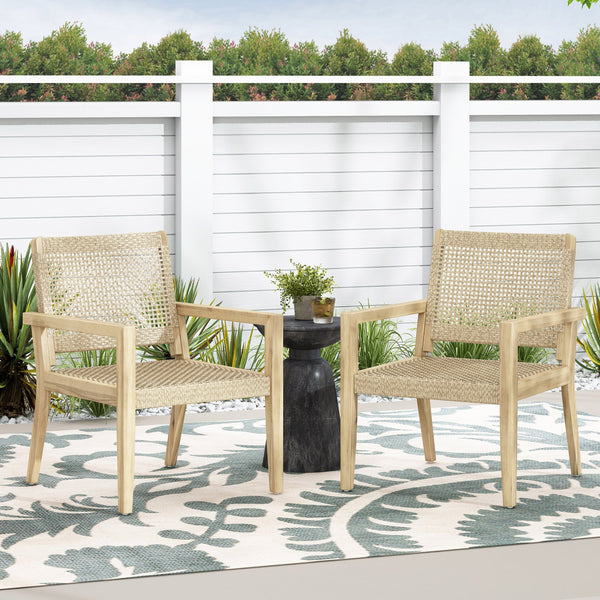 English Elm Christopher Knight Home® - Outdoor Wicker and Acacia Club Chairs Set of 2 - Transitional Flat Weave, Durable Acacia Frame, Breathable Mesh Seating 74228.00MLBRN