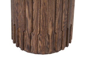 Porter Designs Porter Bixby Solid Red Oak Wood End Table – Artisan Design With Warm Honey Finish & Unique Channels Brown Wood 05-108-06-1814