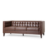 Christopher Knight Home® - Noble House - Pondway Contemporary Faux Leather Tufted 3 Seater Sofa