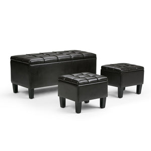 English Elm Dover 3 Piece Storage Ottoman Set In Tanners Brown - Stylish Seating & Hidden Storage Solution! B136P158206