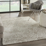 Nourison Damask DAS06 Machine Made Power-loomed Borderless Design Indoor Only Farmhouse Vintage Rug Ivory, White 100% Polyester 99446349828