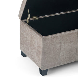 English Elm Dover Storage Ottoman Bench - Versatile Distressed Grey Taupe Faux Leather With Hidden Storage B136P159040