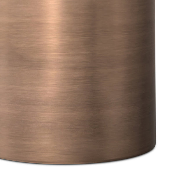 English Elm Corbin Handcrafted Metal Side Table in Antique Copper Finish — Industrial Round Cylinder End Table, 16" diameter x 21" high Bronze B136P158994