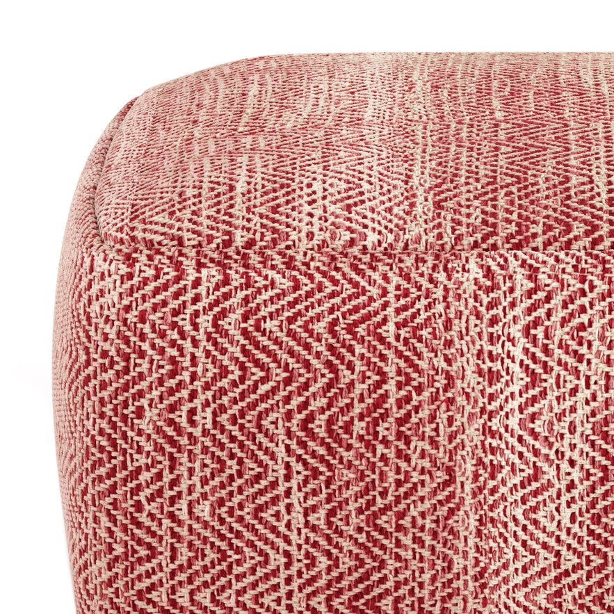 English Elm Nate Square Pouf - Hand-Woven Maroon Mélange For Versatile Seating, Footrest, Or Side Table B136P159275