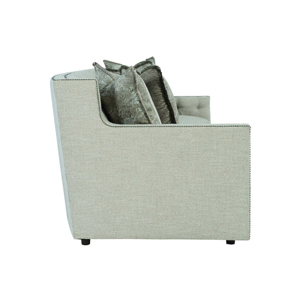 Bernhardt Bernhardt Candace Cream Crescent Sofa 96" — Tufted Back, Nailhead Trim, Curved Silhouette, 4 Pillows (Made-To-Order) B7277C