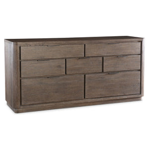 Bernhardt Bernhardt Outline Dresser With Wire‑Brushed Oak Grain, 7 Soft‑Close Drawers & Textured Aluminum Pulls 360050