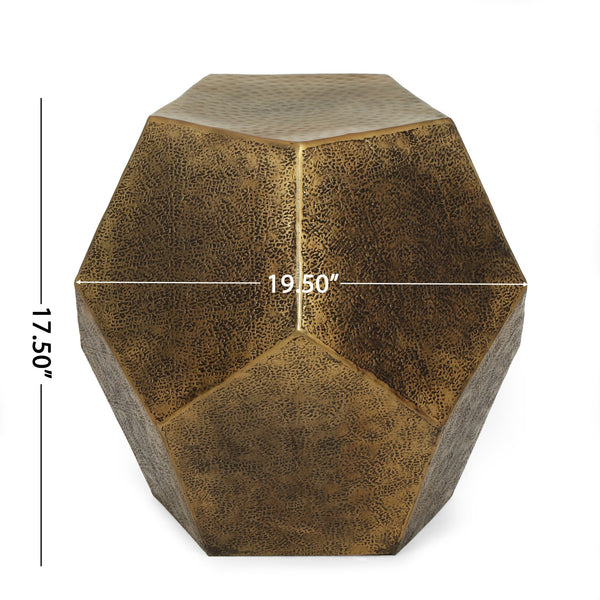 English Elm Hexagonal Handcrafted Aluminum Side Table Sculptural Glam Accent for Modern Living 71297.00
