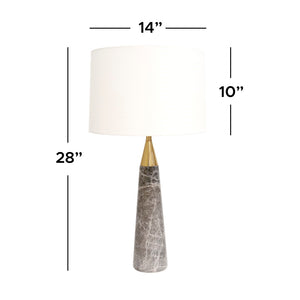 Pasargad Modern Marble Table Lamp With Gold Base & White Shade - 28" Chic Home Accent Light White Marble Pmt-29140