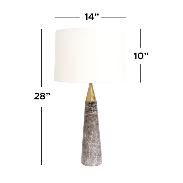 Pasargad Modern Marble Table Lamp With Gold Base & White Shade - 28" Chic Home Accent Light White Marble Pmt-29140