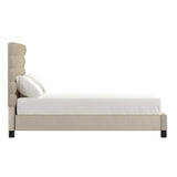 Homelegance By Top-Line Matson Button Tufted Linen Upholstered Bed Beige Linen