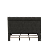 Homelegance By Top-Line Zelie Adjustable Fabric Tufted Rolltop Queen Bed Black Linen