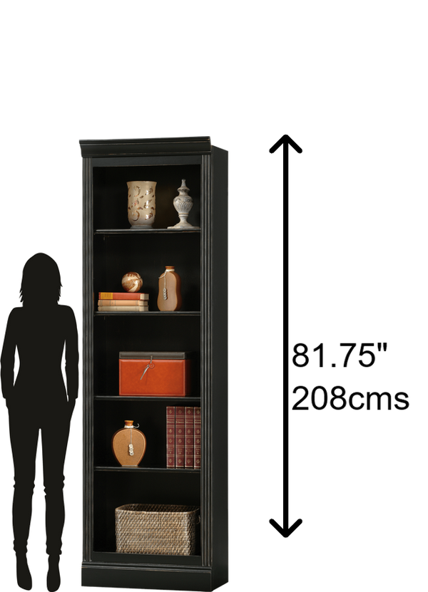 Hekman Furniture 920011 Oxford Bunching Bookcase - Elegant Display For Books & Collectibles, Adjustable Wood Shelves Antique Black Bunching Bookcase 920017