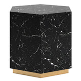 Homelegance By Top-Line Blaise Faux Marble End Table with Casters Black Marble