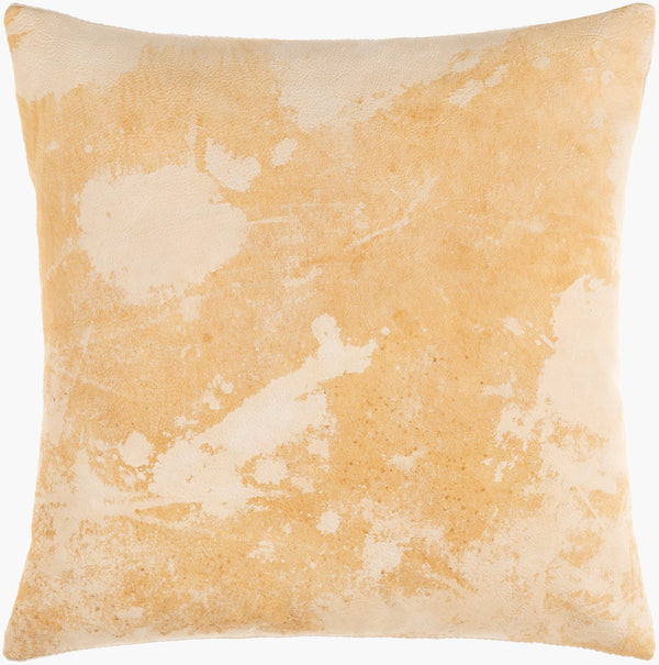 Surya Kansas 20" Rustic Leather Accent Pillow - Elegant Home Decor, Versatile Style, Spot Clean Only! Ivory Leather,Cotton Kaa001-2020d