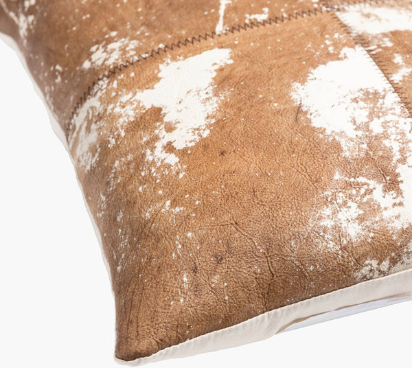 Surya Kansas 20" Rustic Leather Accent Pillow - Elegant Home Decor, Versatile Style, Spot Clean Only! Ivory Leather,Cotton Kaa001-2020d