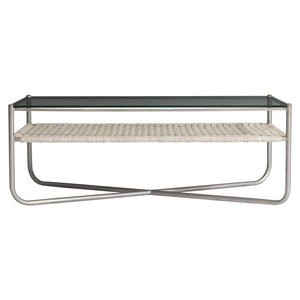 Bernhardt Bernhardt Kendo Cocktail Table With Tempered Glass, Woven Abaca Shelf & Graphite Steel Frame, 50" 328021