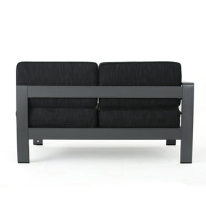 English Elm Cape Coral Outdoor Sectional Sofa Set with Aluminum Frame and Glass Top Coffee Table 57589.00GRY
