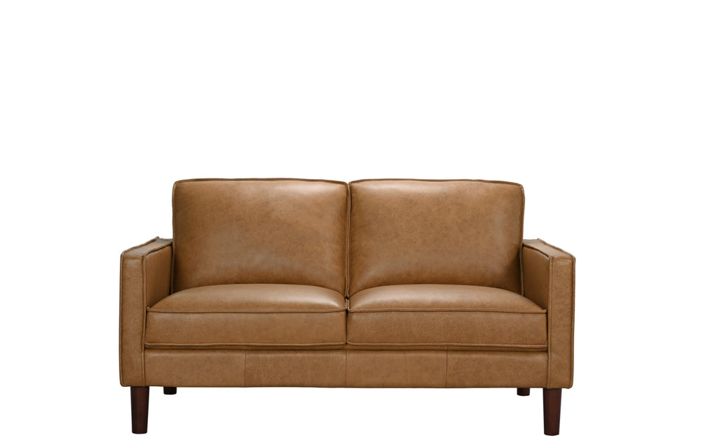 Porter Designs Porter Soria Top-grain Leather Loveseat - Luxurious Camel Comfort With Mid-century Modern Style Brown Leather 02-204-02-8760
