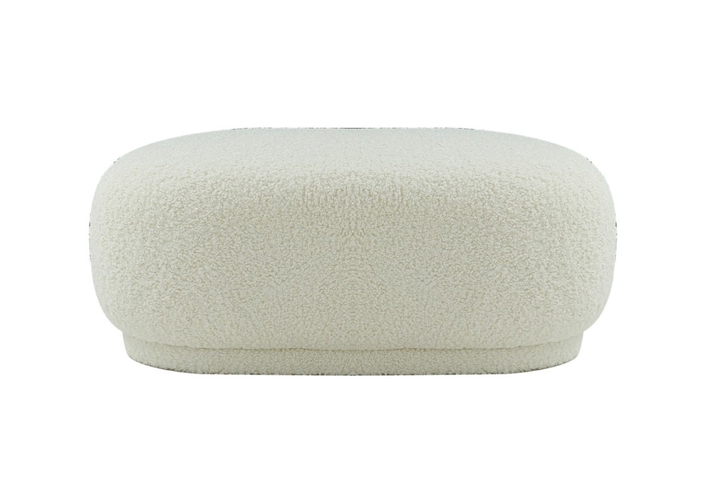VIG Furniture Kael Sherpa Ottoman Bench, Cream 56" X 25" X 17" — Cozy Textured Seating, Durable 330 Lb Capacity VGODZW-20100-WHT-OTT