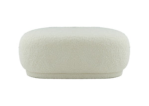 VIG Furniture Kael Sherpa Ottoman Bench, Cream 56" X 25" X 17" — Cozy Textured Seating, Durable 330 Lb Capacity VGODZW-20100-WHT-OTT