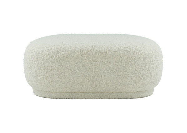 VIG Furniture Kael Sherpa Ottoman Bench, Cream 56" X 25" X 17" — Cozy Textured Seating, Durable 330 Lb Capacity VGODZW-20100-WHT-OTT