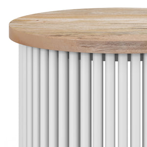 English Elm Demy Accent Table with Sustainable Mango Wood Top and Slatted Metal Base — Compact, Durable Style Light Brown B136P158993