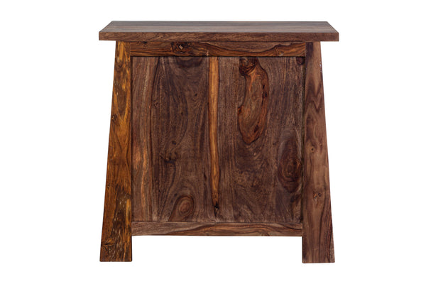 Porter Designs Kalispell Solid Sheesham Wood Nightstand With Hammered Metal Hardware & Craftsmanship Brown Wood 04-196-04-2439