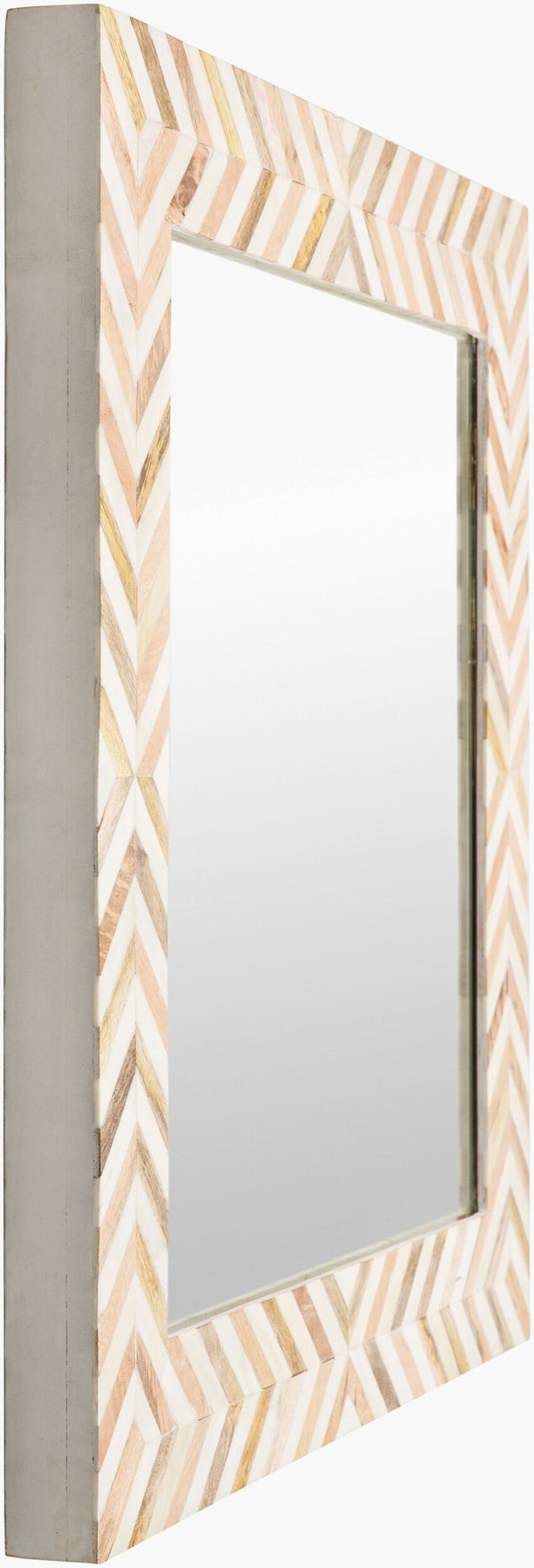 Surya Kathryn Global Style 24"H X 24"W Accent Mirror With Unique Inlaid Bone Design For Any Room Frame, White Bone Kah003-2424