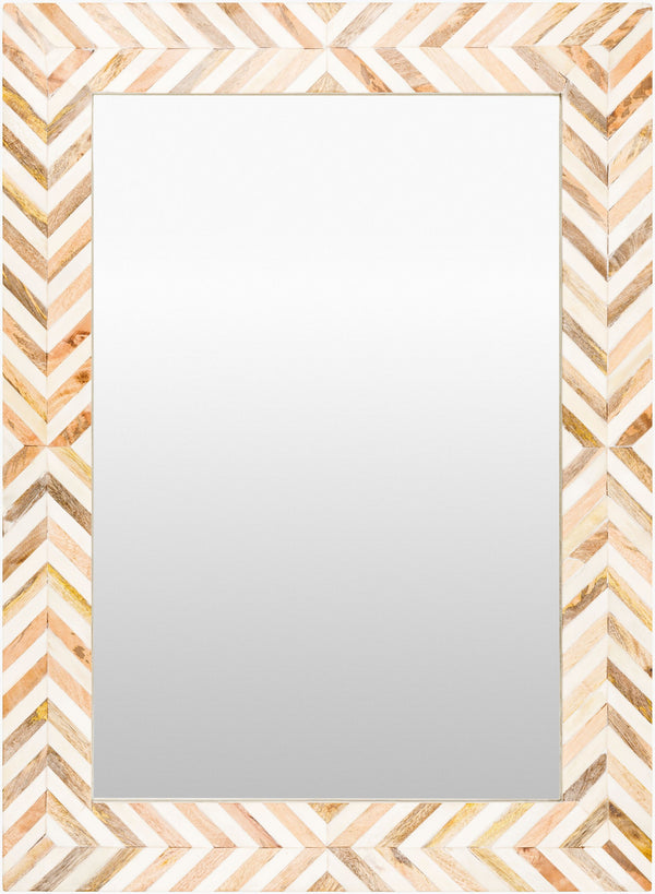 Surya Kathryn Global Style 24"H X 24"W Accent Mirror With Unique Inlaid Bone Design For Any Room Frame, White Bone Kah004-3022