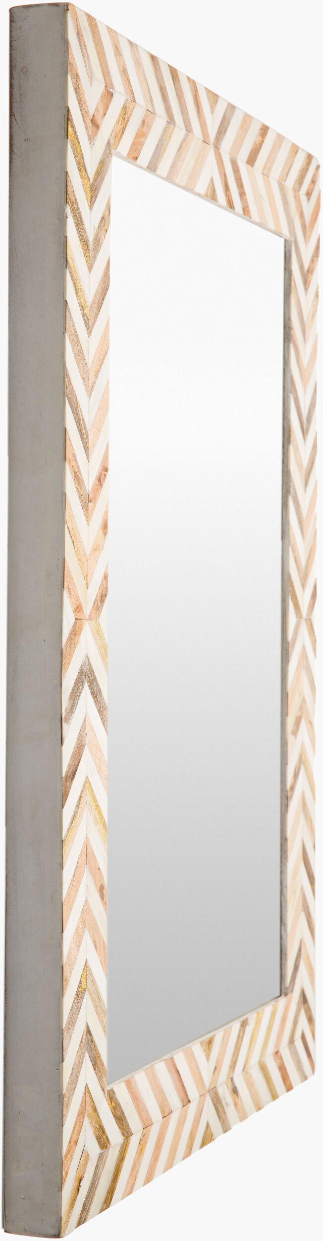 Surya Kathryn Global Style 24"H X 24"W Accent Mirror With Unique Inlaid Bone Design For Any Room Frame, White Bone Kah004-3022