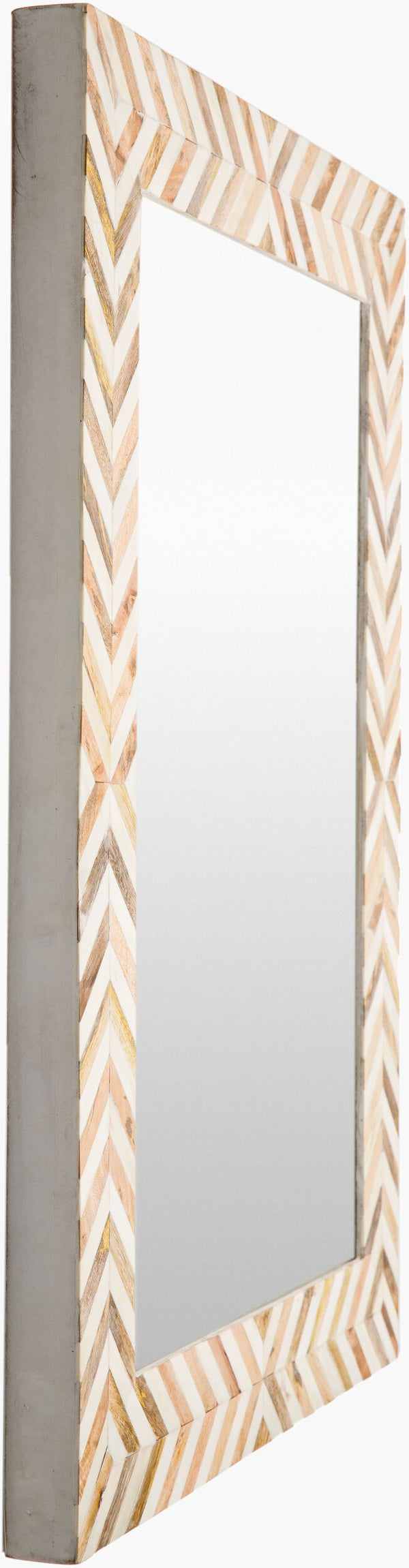 Surya Kathryn Global Style 24"H X 24"W Accent Mirror With Unique Inlaid Bone Design For Any Room Frame, White Bone Kah004-3022
