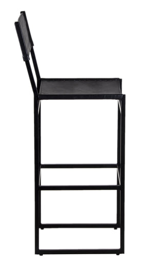 Porter Designs Porter Remy Full-grain Leather Bar Stool In Black – Modern Comfort Meets Rustic Charm And Style Black Metal 07-108-24-8756