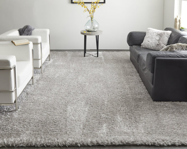 Feizy Rugs Darian Plush High Pile Polyester Shag Rug - Cozy, Modern Design For Effortless Home Elegance Silver,Gray Polyester Drn39k0flgy000g00