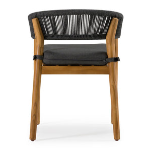 VIG Furniture Kamari Teak Dining Chairs Set Of 2 — Grey Olefin Upholstery, Rope Accents, 500Lb Capacity, Weather‑Ready VGEF-LOIVRE-CHR
