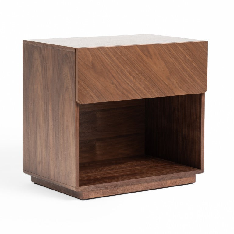 VIG Furniture Kamela- Modern Walnut Nightstand With Single Smooth-Glide Drawer, Compact Low-Profile Design For Small Spaces VGMA-BR-128-NS