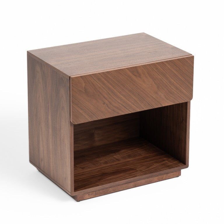VIG Furniture Kamela- Modern Walnut Nightstand With Single Smooth-Glide Drawer, Compact Low-Profile Design For Small Spaces VGMA-BR-128-NS